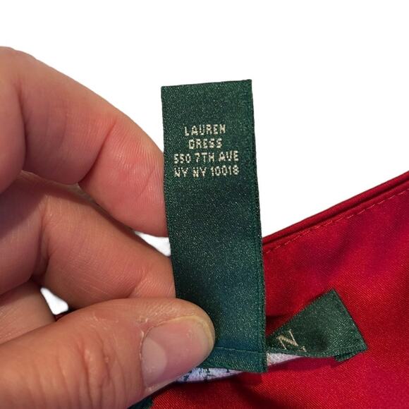 LAUREN RALPH LAUREN RUBY RED Satin Surplice Cocktail Party Sheath Dress Size 6 - Picture 11 of 11